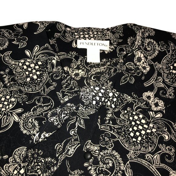 BLACK WHITE PAISLEY DRESS SIZE 6 PENDLETON MISS SOPHISTOCATES 2 PIECES WOMENS - Picture 6 of 7